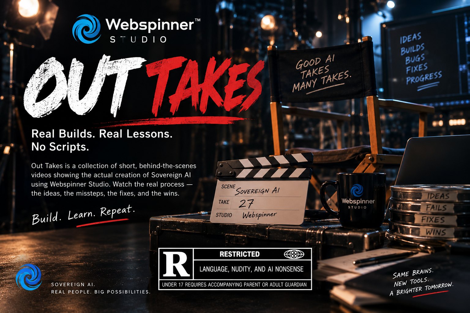 Out Takes &mdash; real builds, real lessons, no scripts. A Webspinner Studio production.